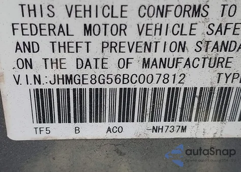 2011 Honda Fit Sport z USA, uszkodzony, nr VIN JHMGE8G56BC007812